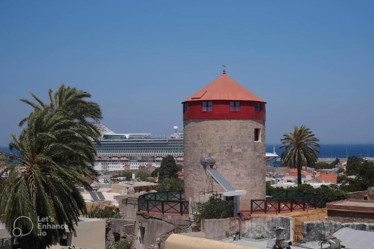 A Medieval Windmill Tower With Magnificent View Rhodes City المظهر الخارجي الصورة